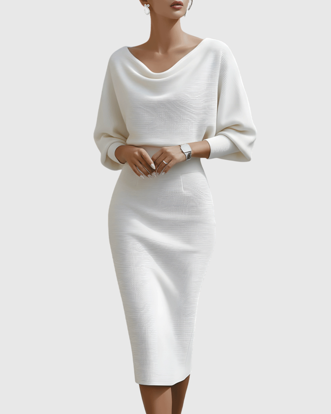 Dana | Women Winter Draped Batwing Midi Dress