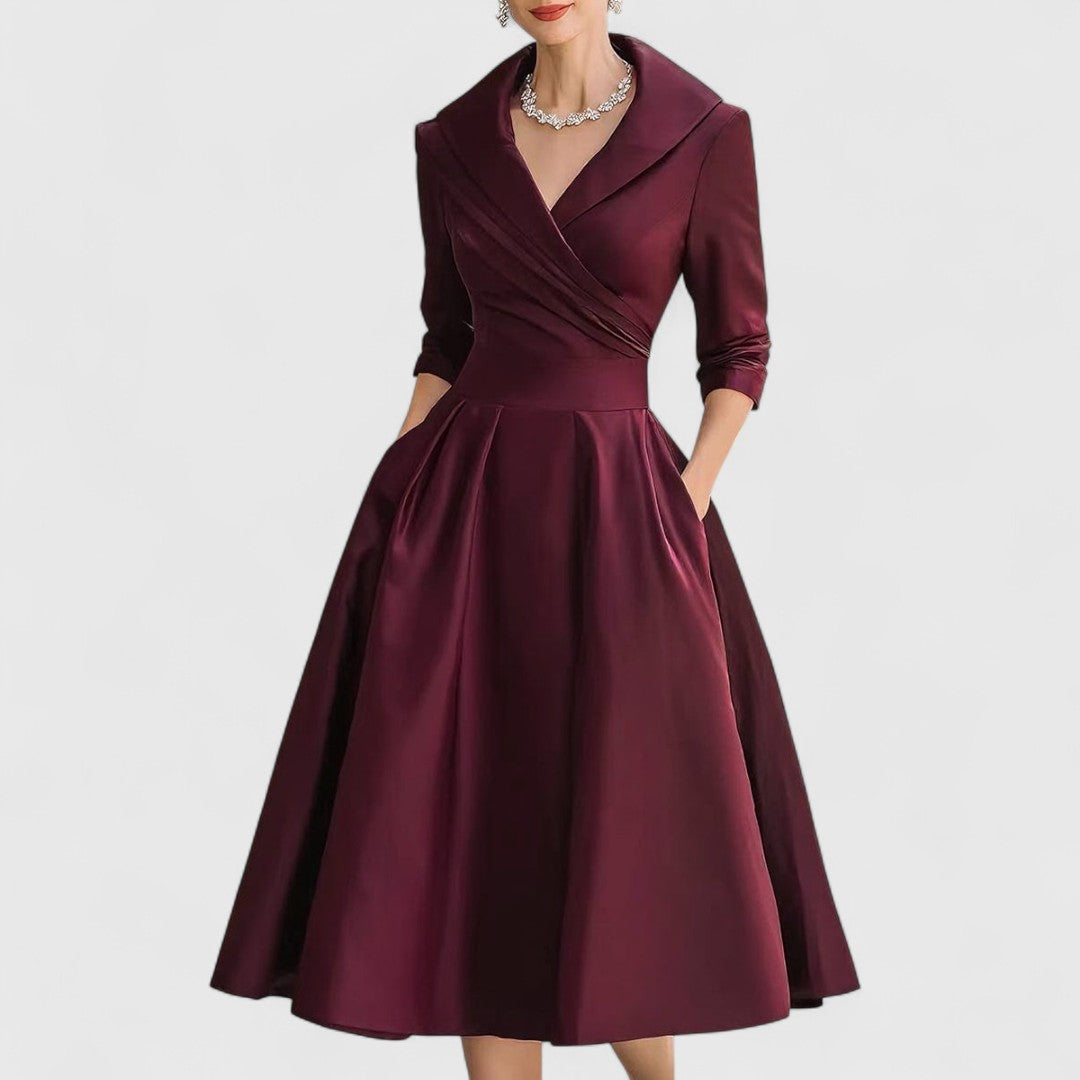 Audrey | Women Elegant Satin Midi Dress