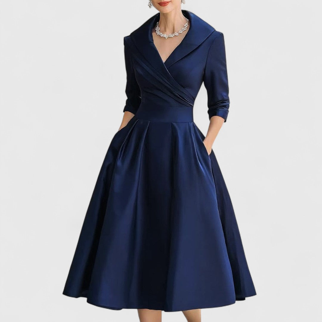 Audrey | Women Elegant Satin Midi Dress