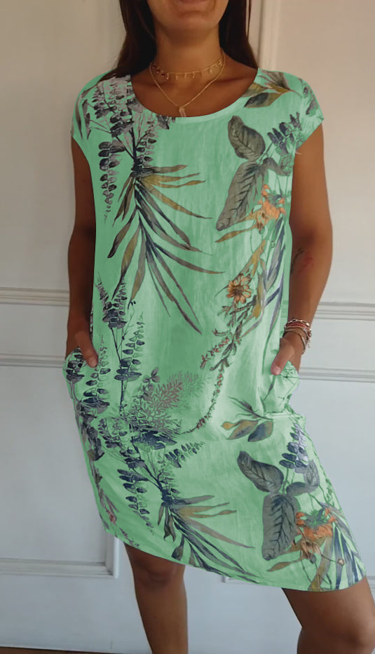 Alexis | Women Casual Leaf Print Summer Dress
