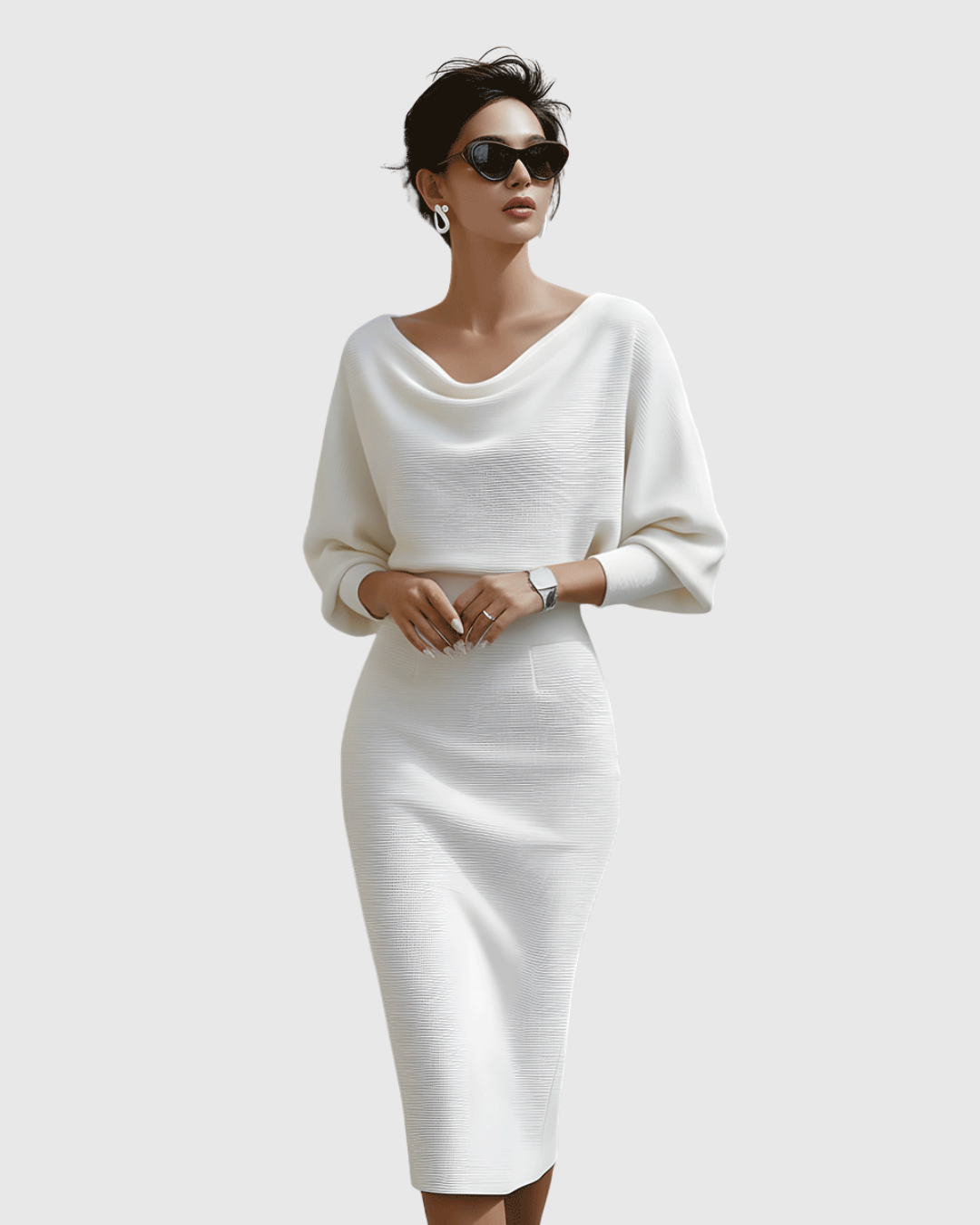 Dana | Women Winter Draped Batwing Midi Dress