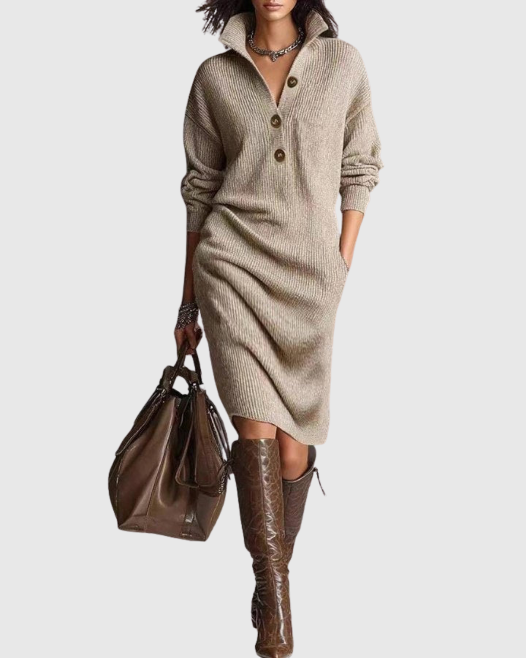 Victoria | Women Pure Wool Winter Knit Midi Dress