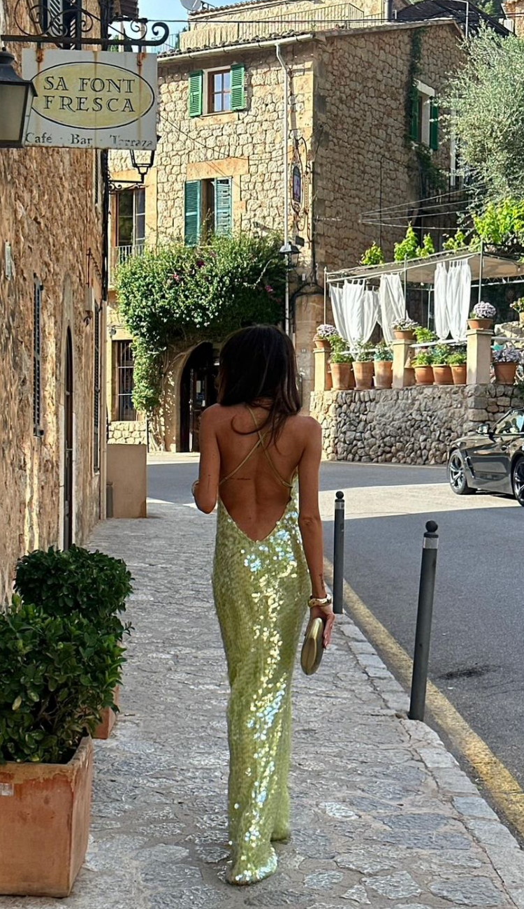 Hannah | Women Summer Square Collar Sequin Dress