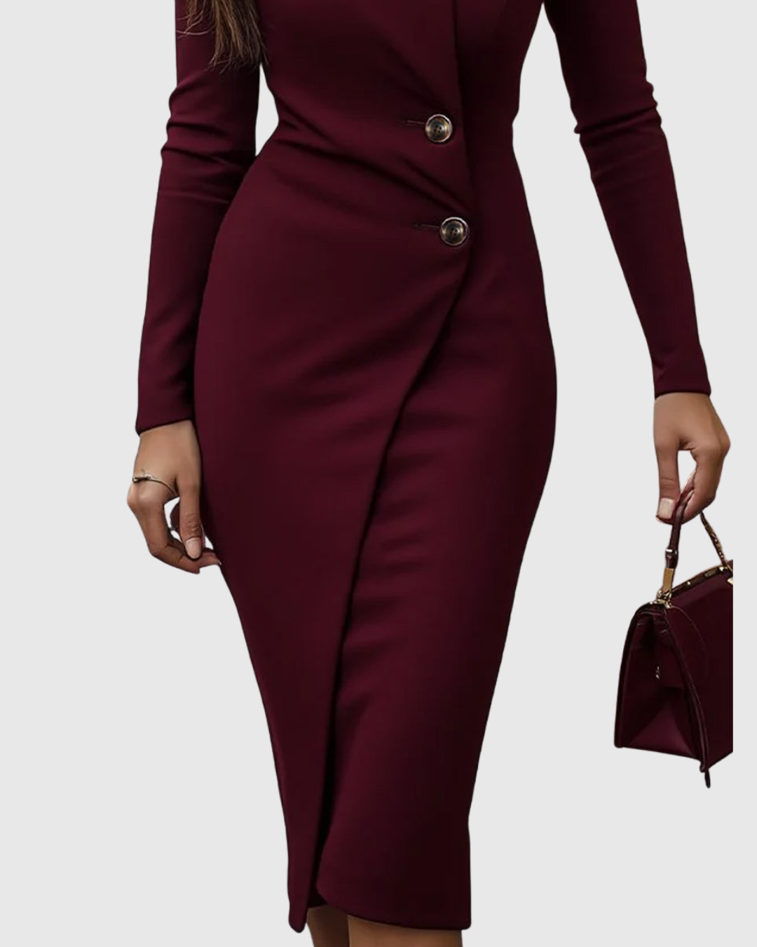 Lauren | Women Wrap-Style Buttoned Midi Dress