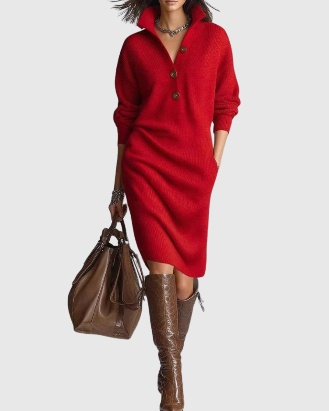 Victoria | Women Pure Wool Winter Knit Midi Dress