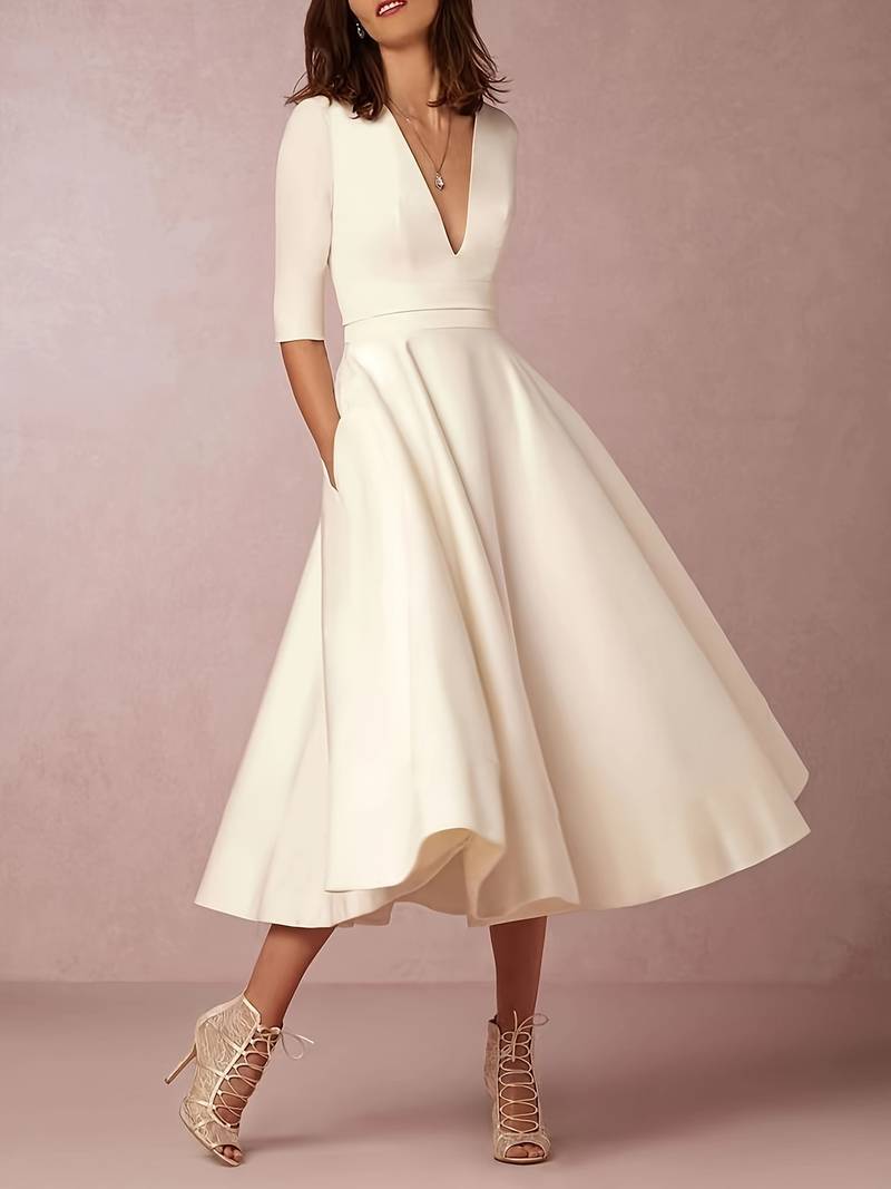 Caroline | Women Wedding Guest Flared Midi Dress