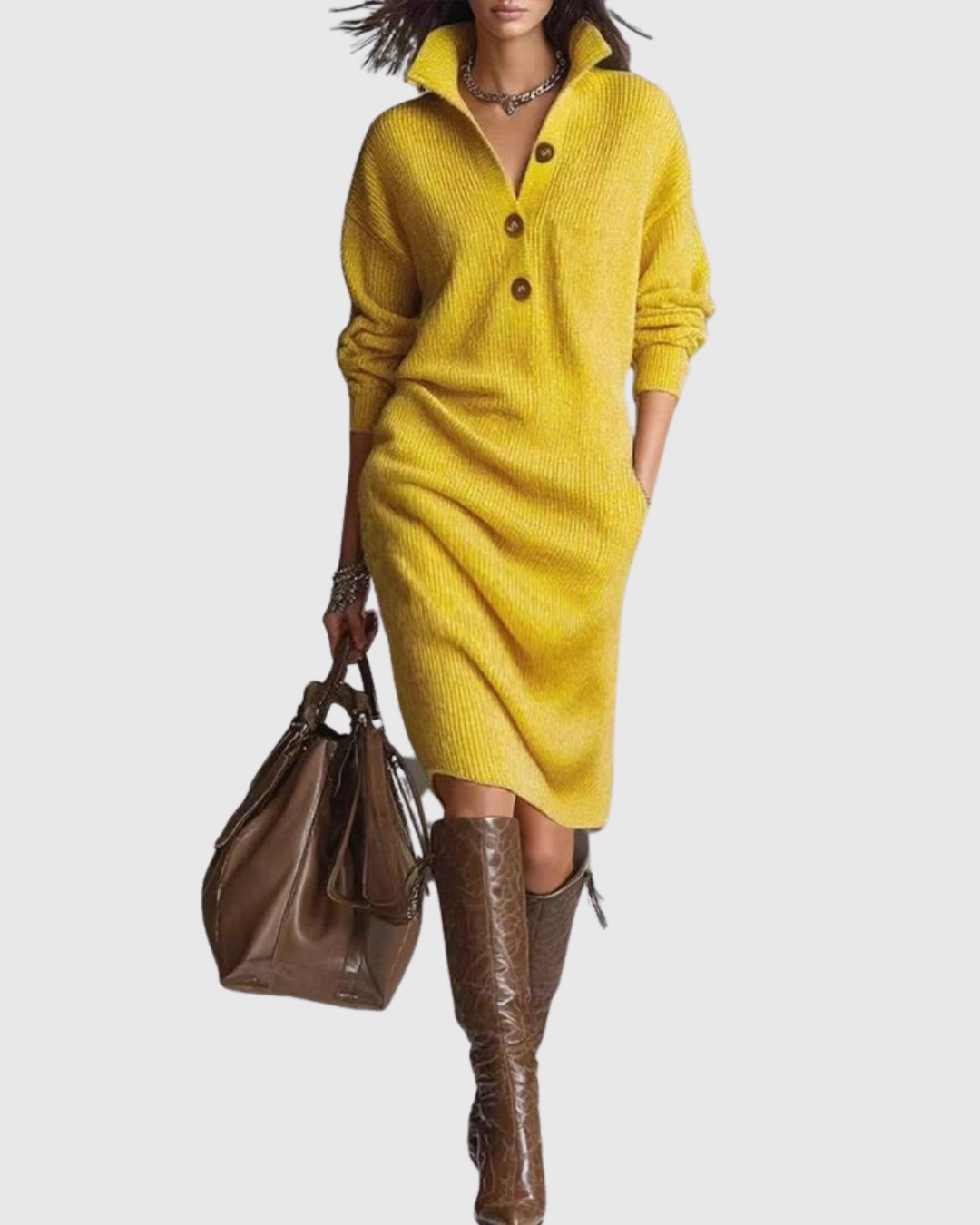 Victoria | Women Pure Wool Winter Knit Midi Dress