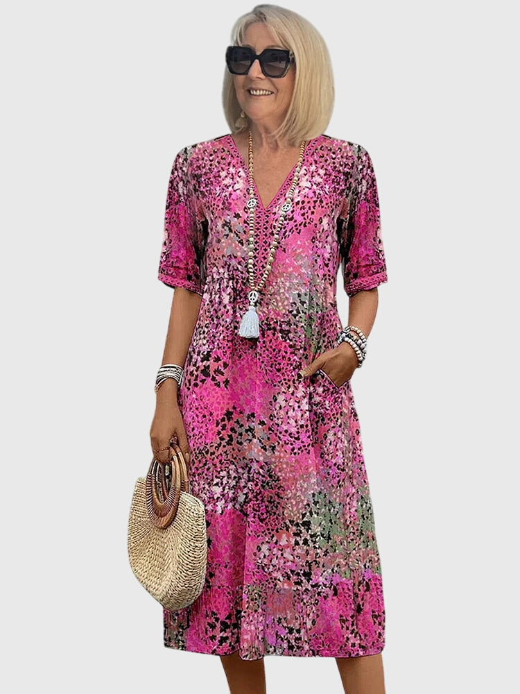 Margaret | Women Elegant Printed Midi Dress