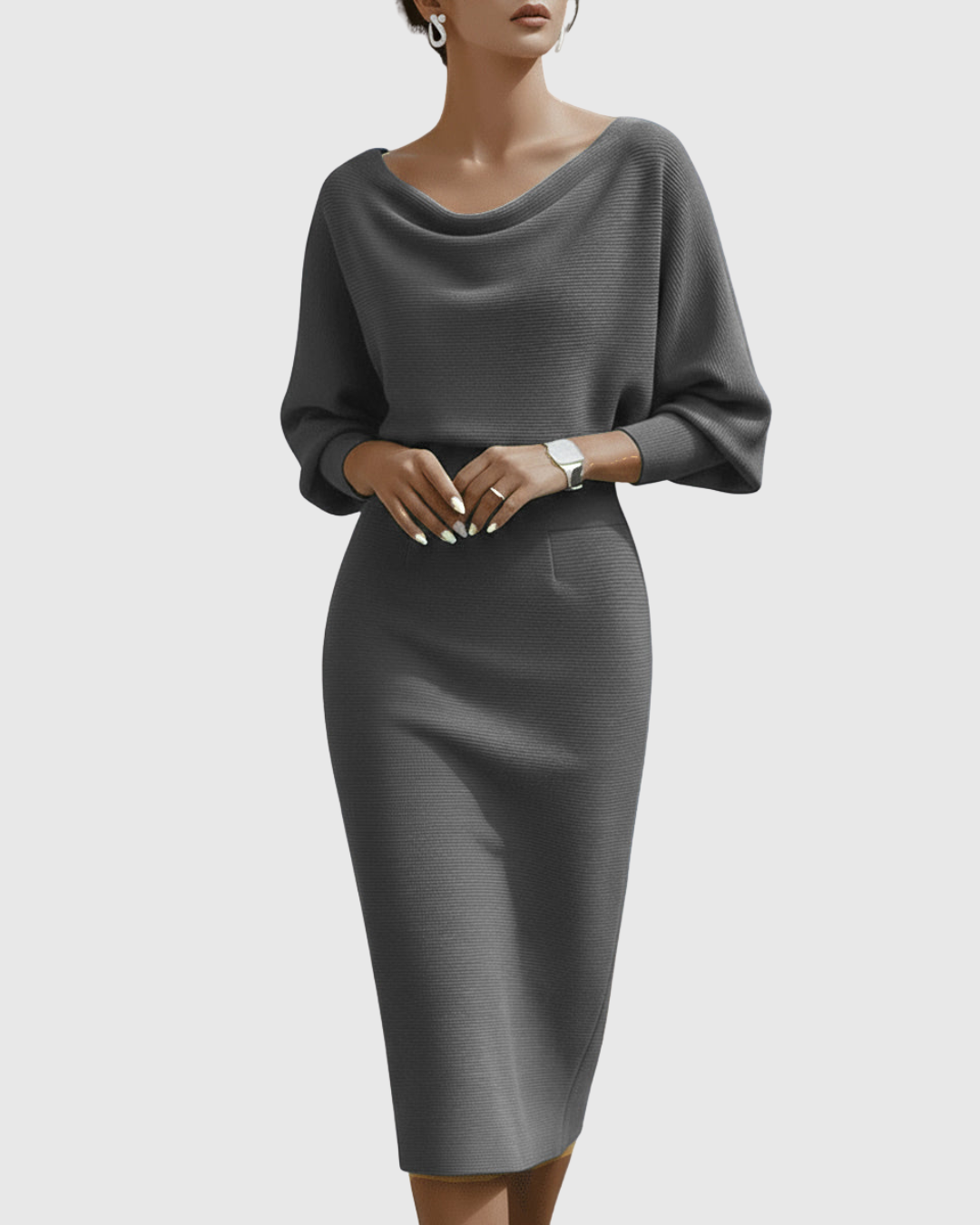 Dana | Women Winter Draped Batwing Midi Dress