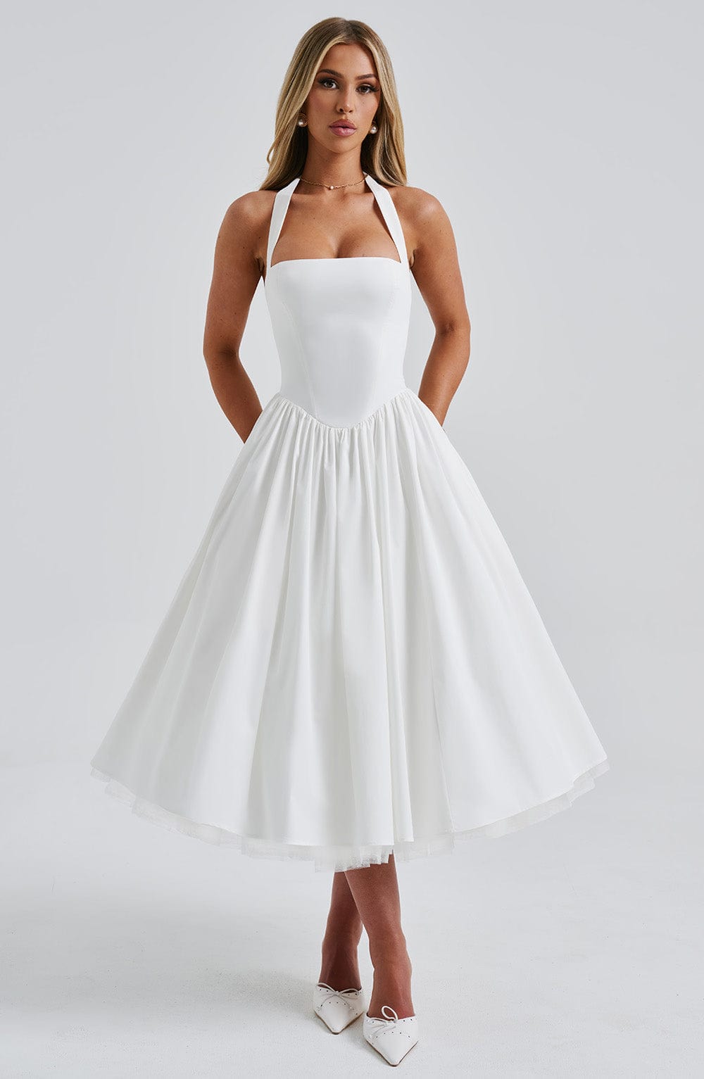 Faith | Women Wedding Guest Halter Midi Dress