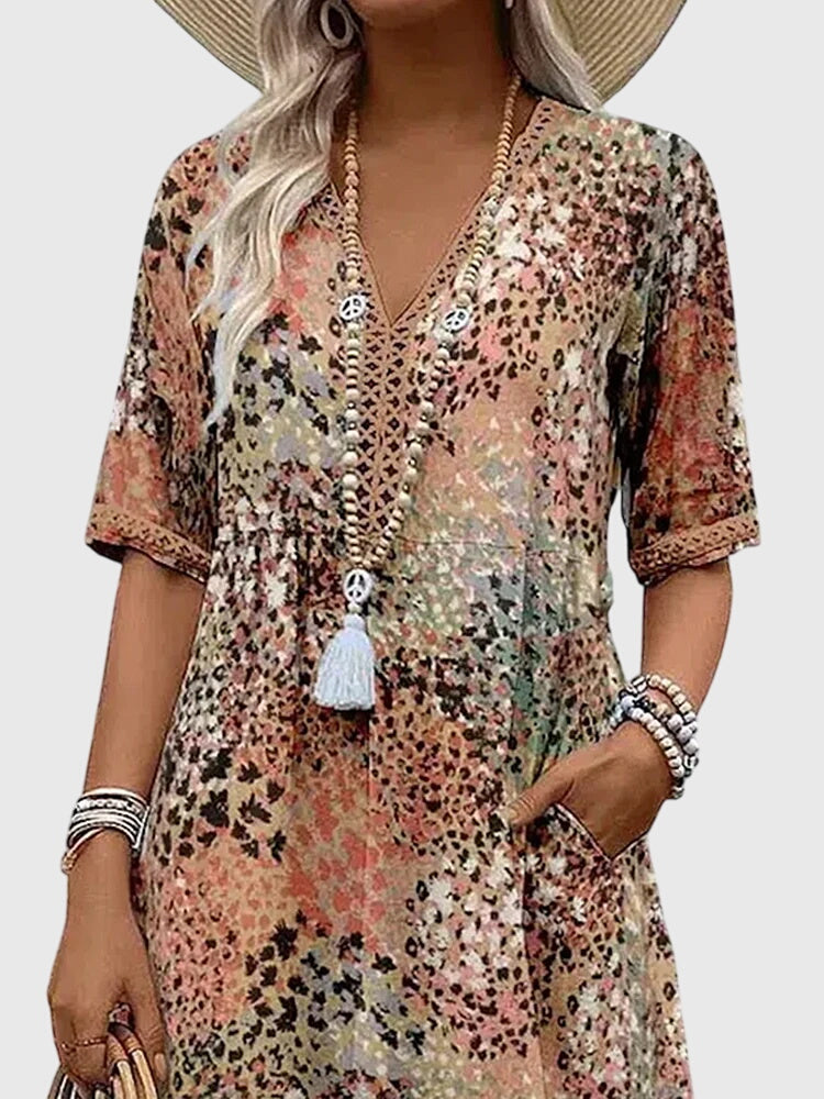 Margaret | Women Elegant Printed Midi Dress