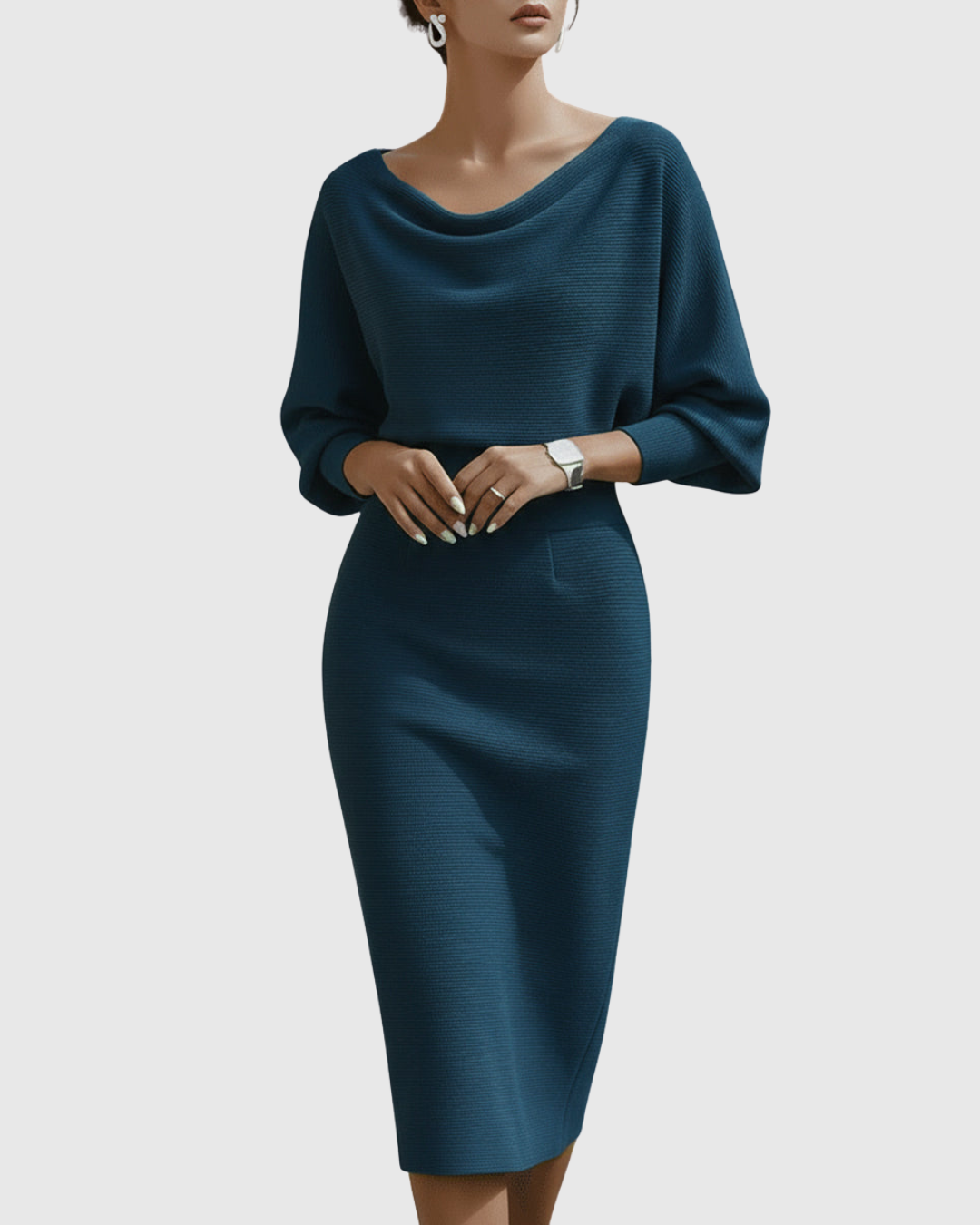 Dana | Women Winter Draped Batwing Midi Dress