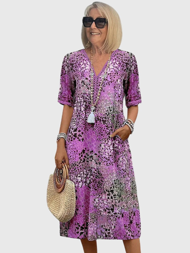 Margaret | Women Elegant Printed Midi Dress