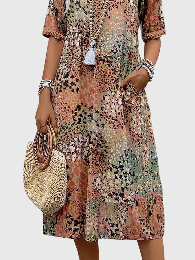 Margaret | Women Elegant Printed Midi Dress