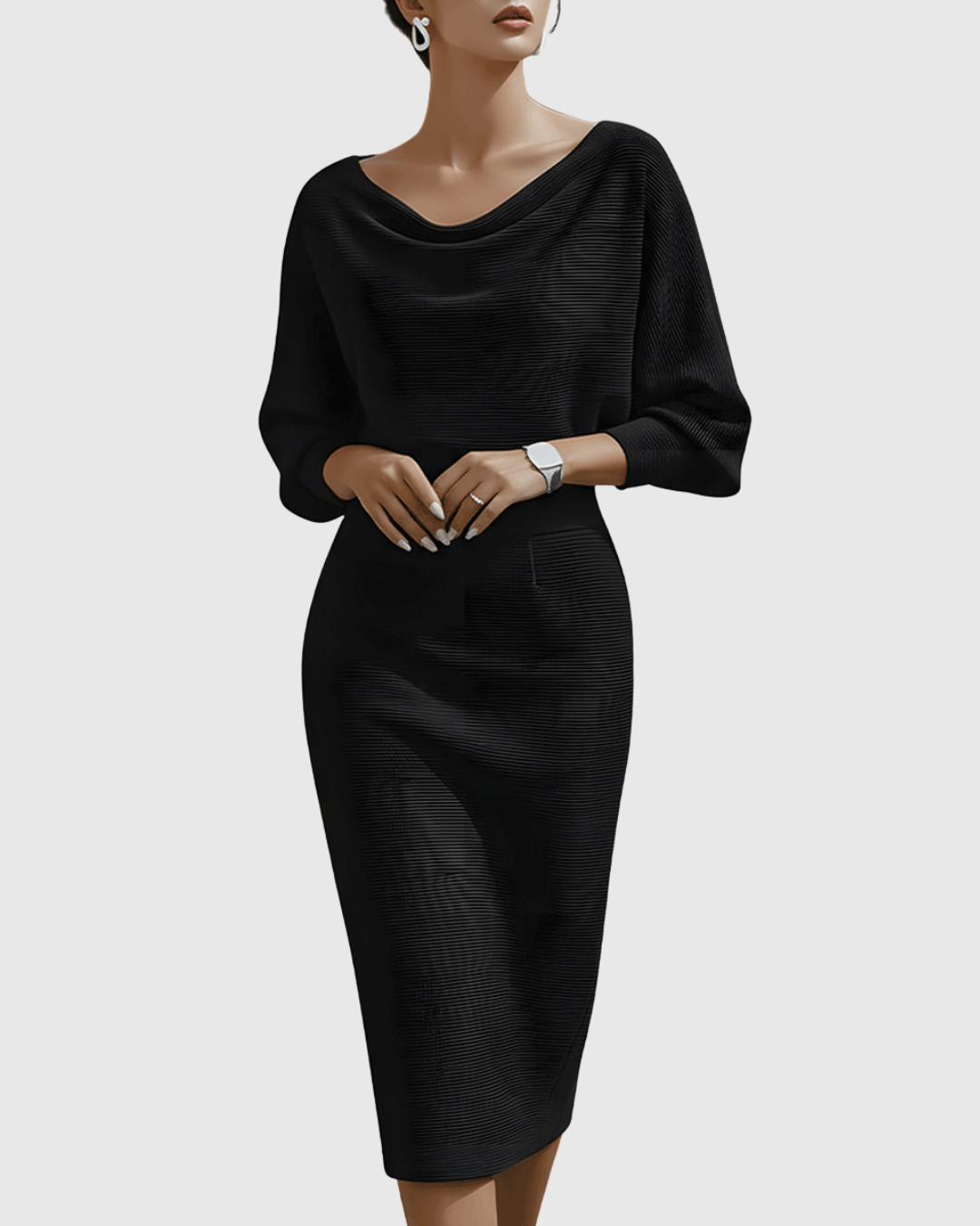 Dana | Women Winter Draped Batwing Midi Dress