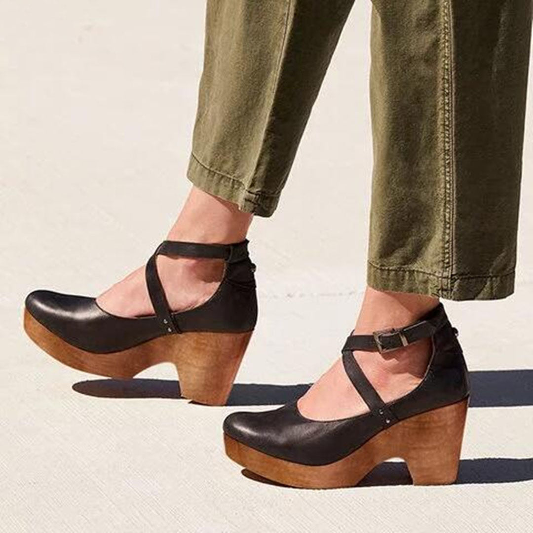 Rebecca | Women Summer Wedge Heels with Closed Toe & Ankle Strap