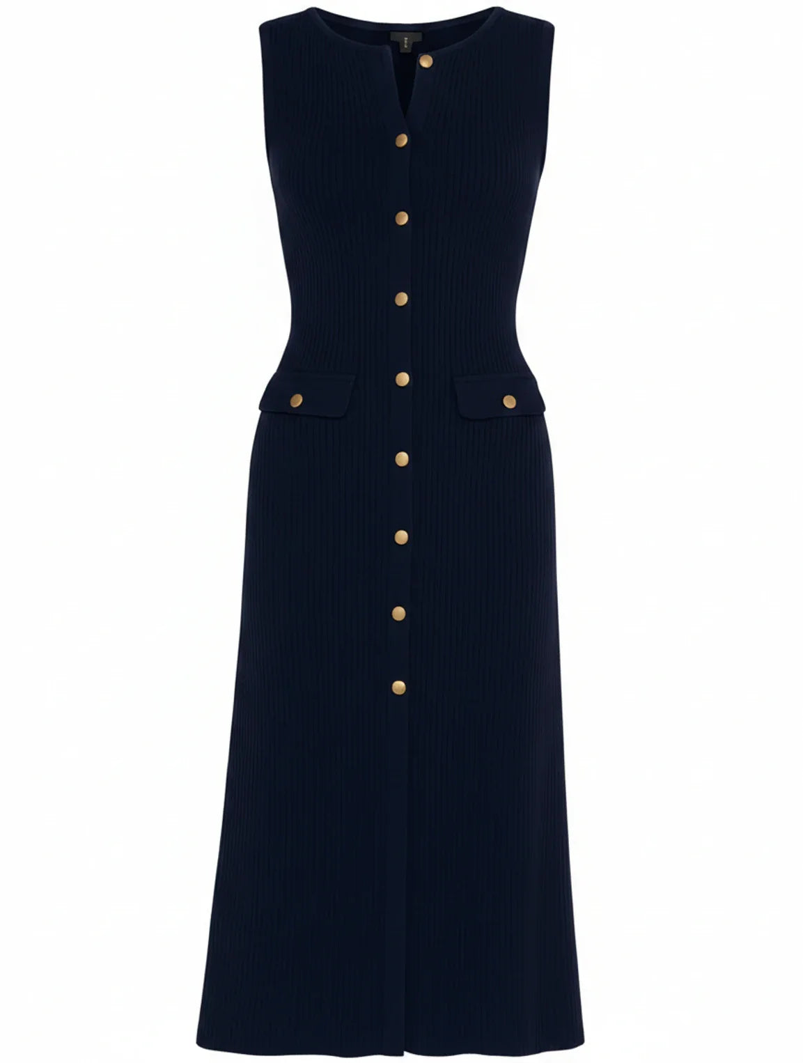 Button-Front A-Line Midi Dress for Women