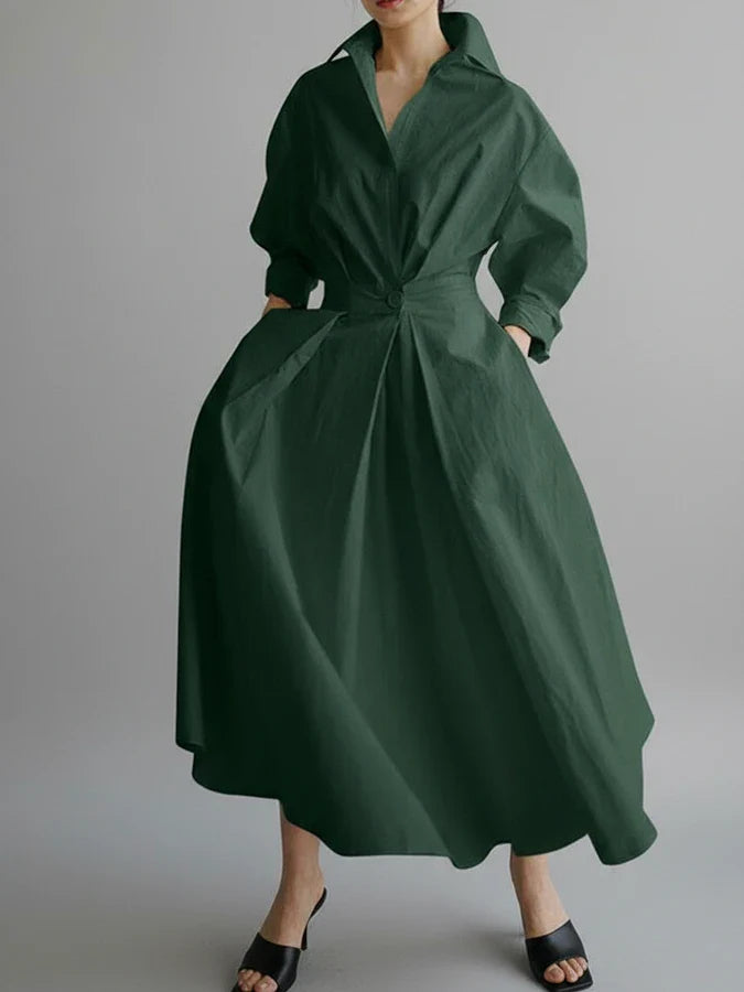 Collared A-Line Midi Dress for Women
