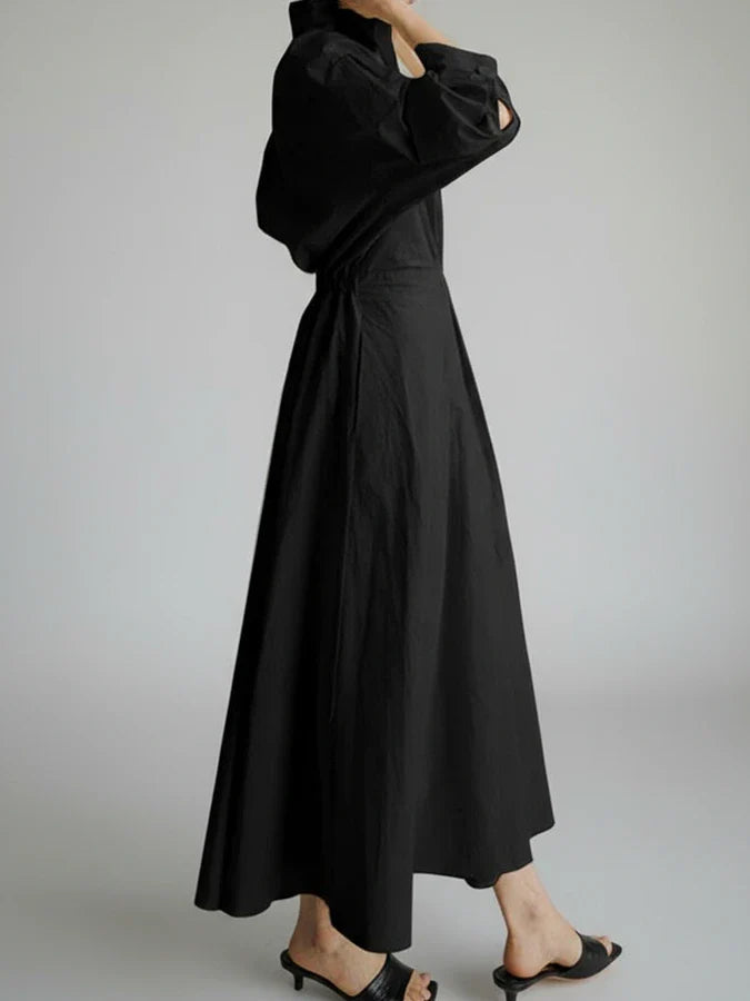 Collared A-Line Midi Dress for Women