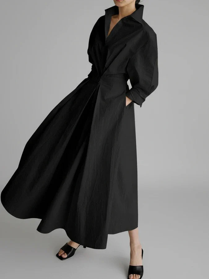 Collared A-Line Midi Dress for Women