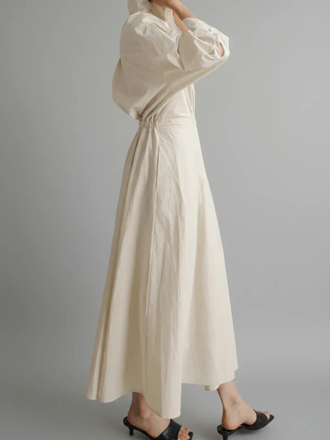 Collared A-Line Midi Dress for Women