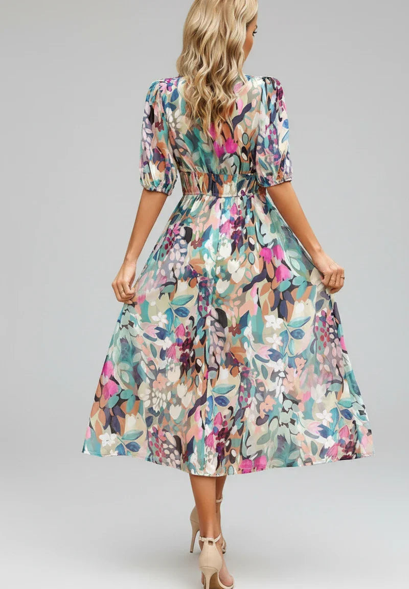 Floral A-Line Midi Dress for Women