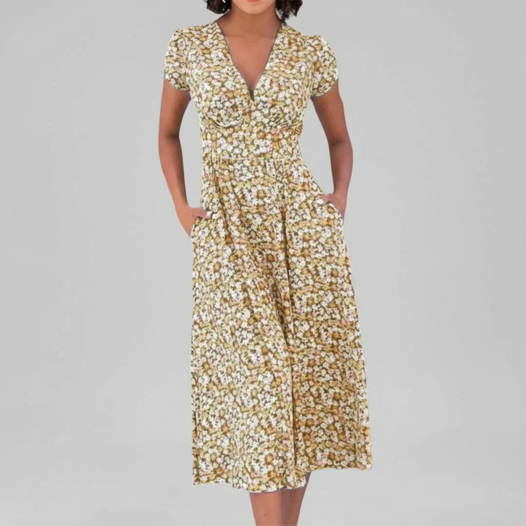 Floral A-Line Midi Dress for Women