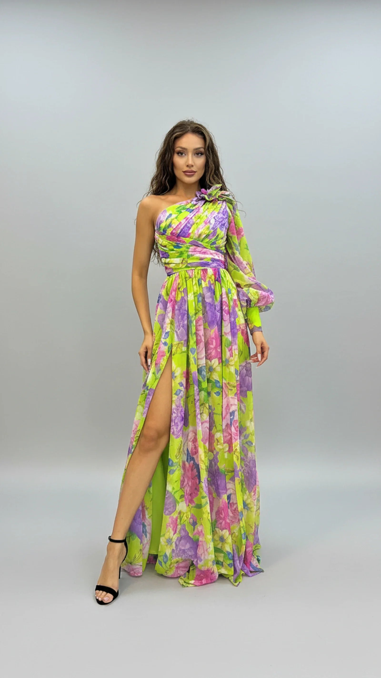 Floral One Shoulder Maxi Dress for Women