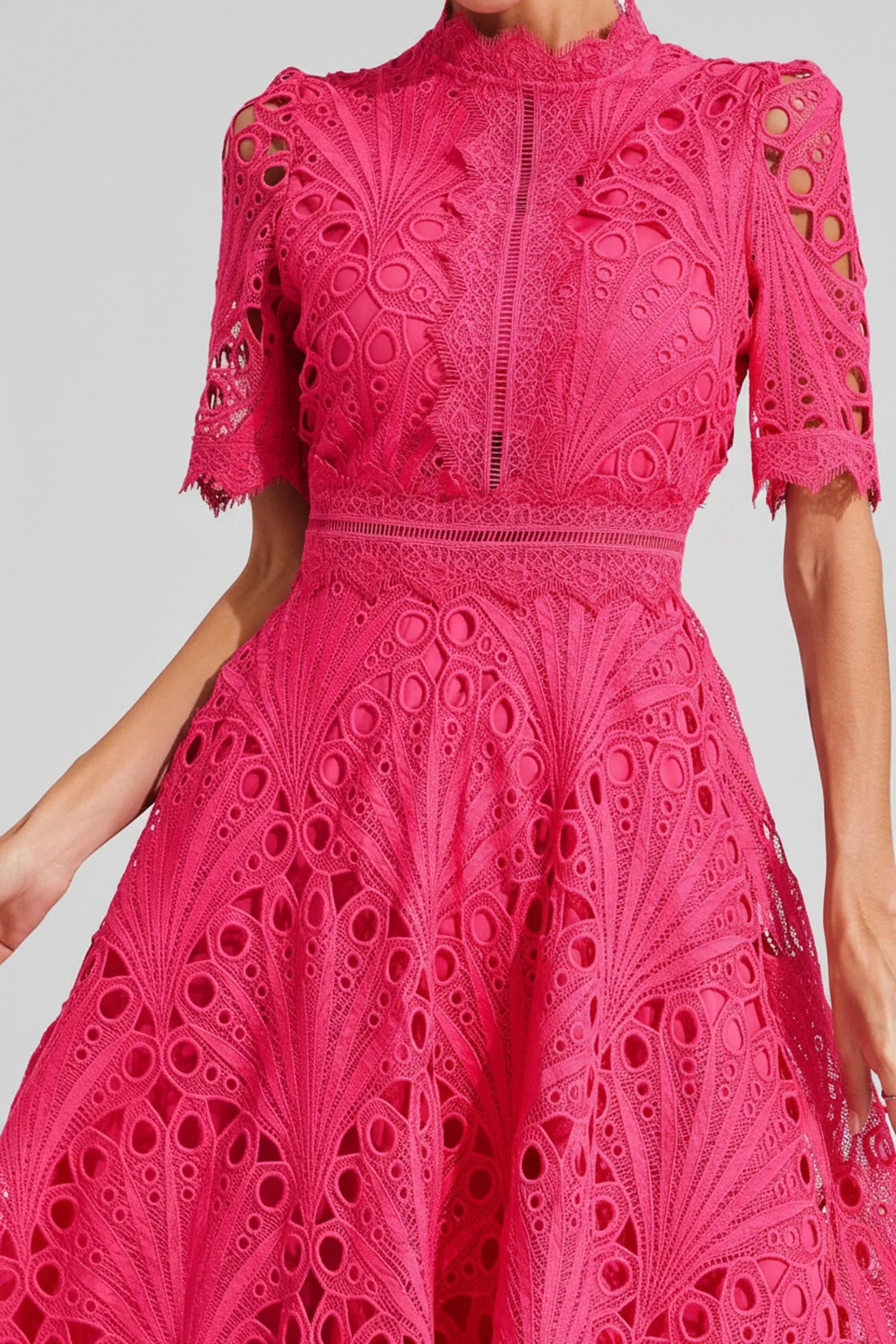 High Neck A-Line Midi Dress for Women