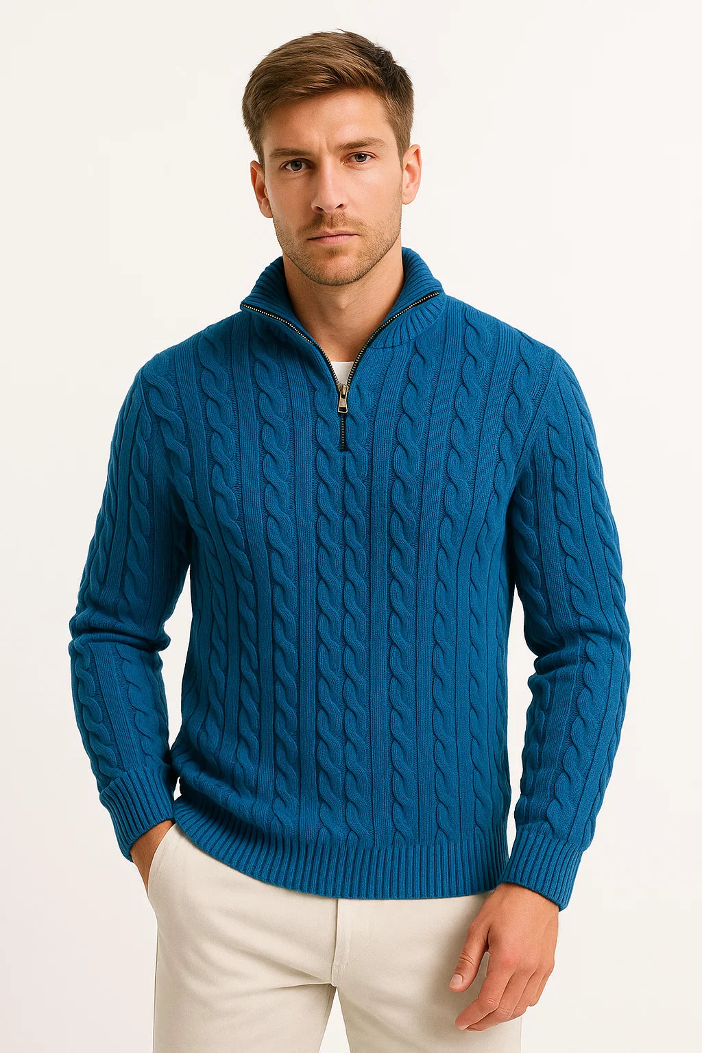 Vince | Men’s Spring Zip-Neck Cable Knit Sweater