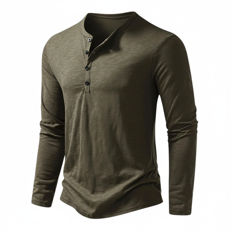 Long Sleeve Henley Shirt for Men