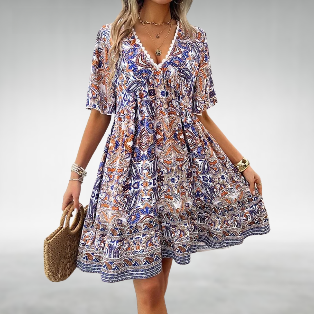 Jasmine | Women Summer Boho Paisley Mini Dress
