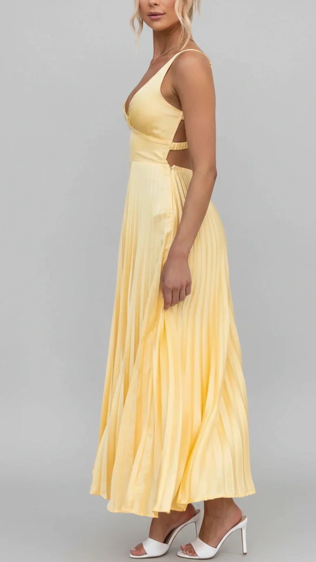 Pleated A-Line Maxi Dress for Women