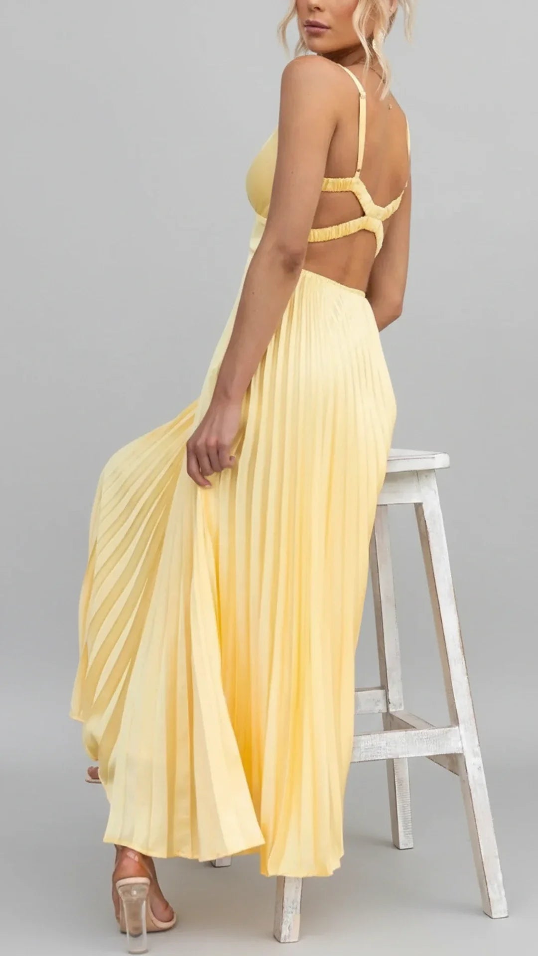 Pleated A-Line Maxi Dress for Women
