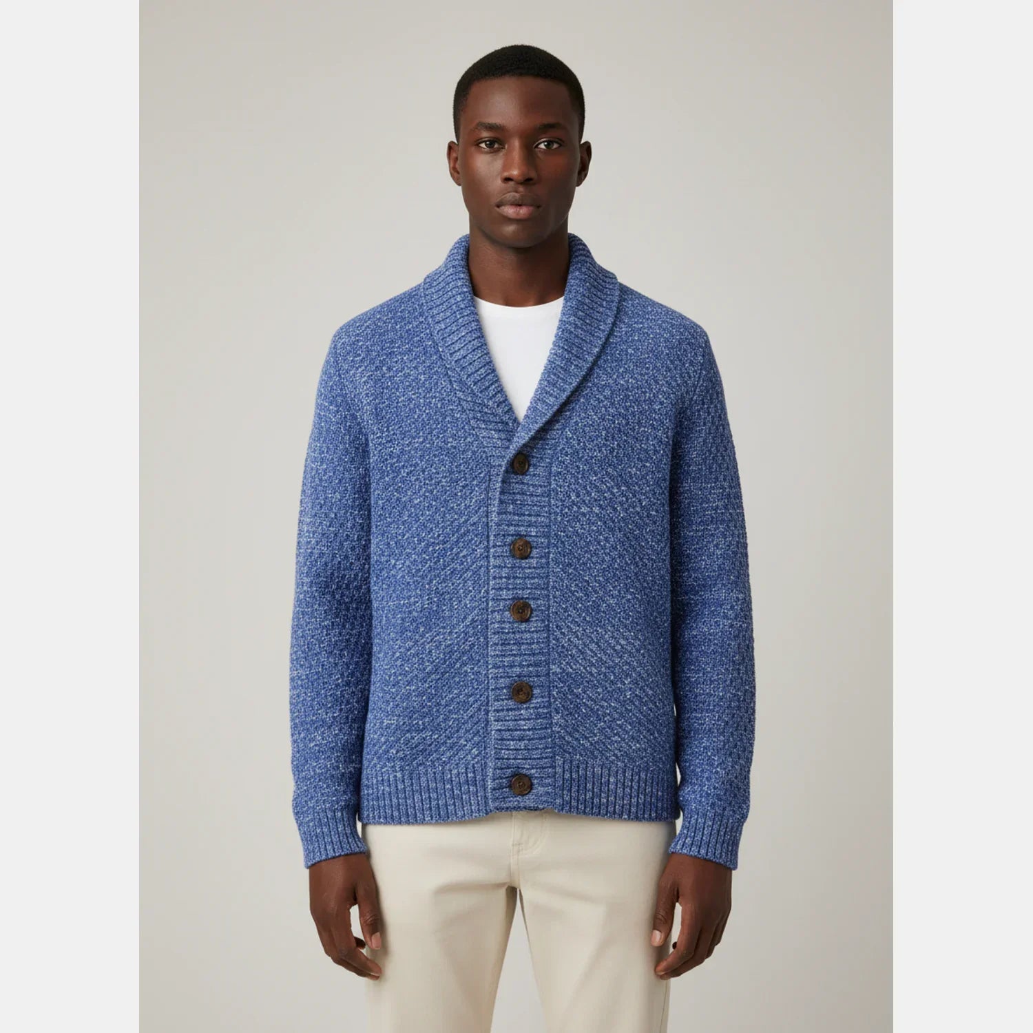 Shawl Collar Knit Sweater for Men