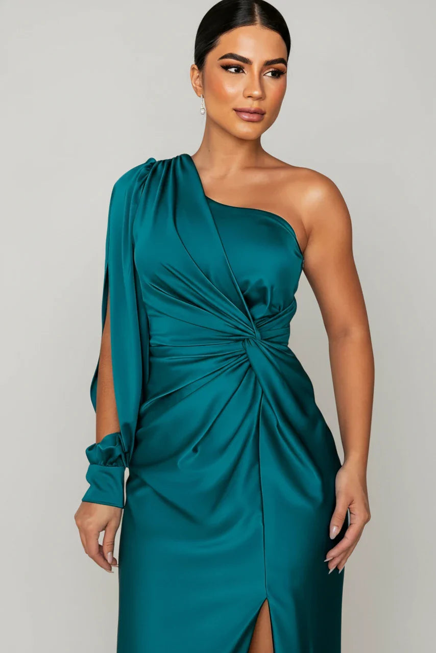 Slit One Shoulder Maxi Dress for Women