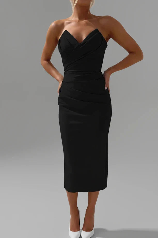 Strapless Bodycon Midi Dress for Women