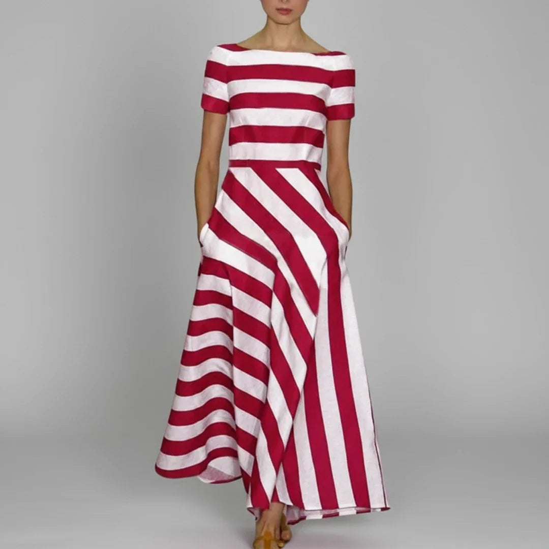 Sarah | Women's Striped A-Line Midi Dress