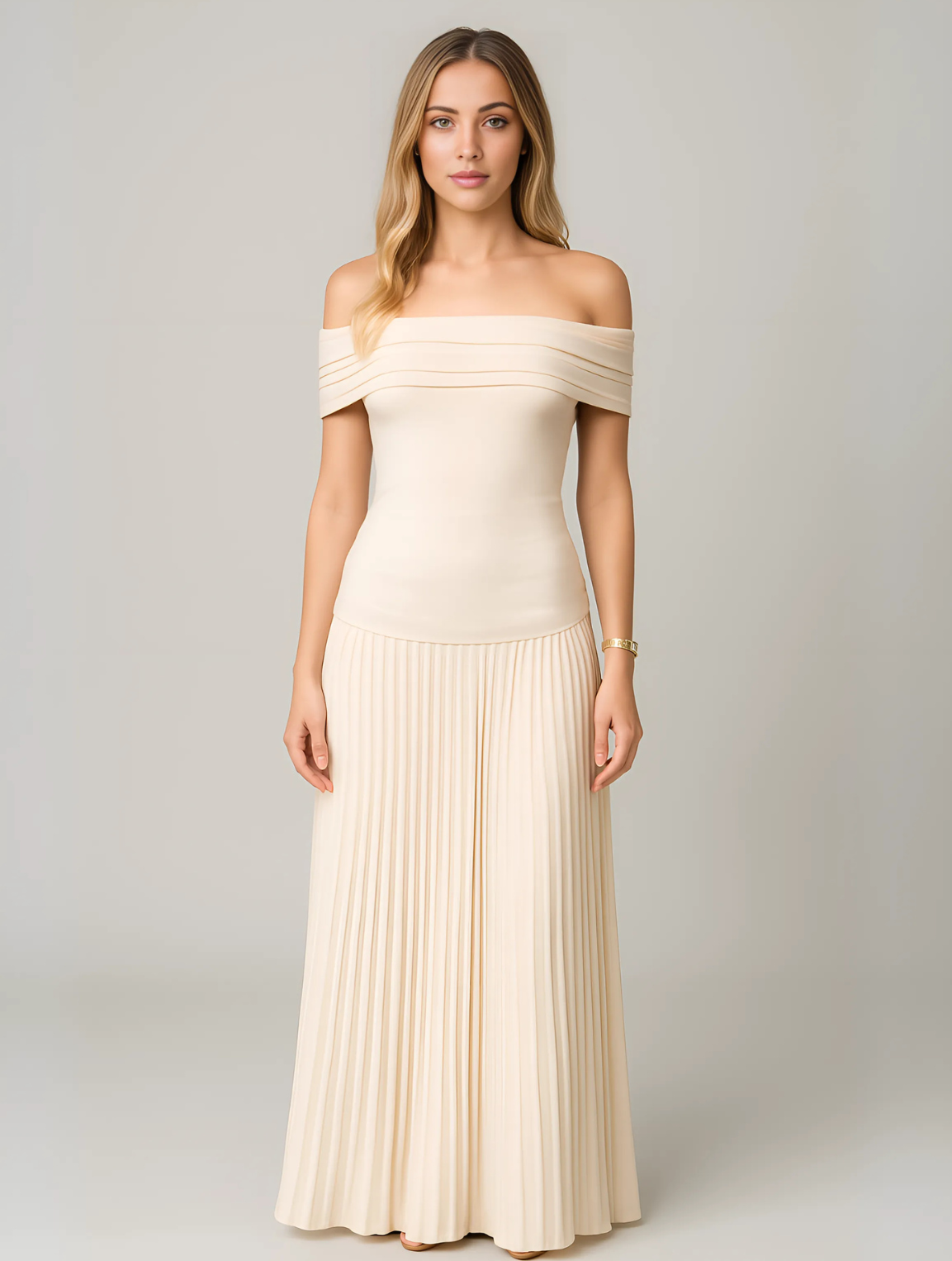 Clara | Women Wedding Guest Pleated Maxi Dress
