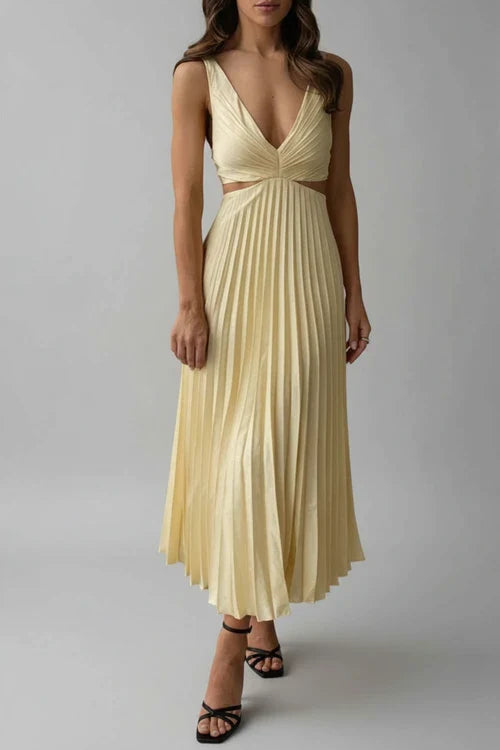 V-Neck A-Line Midi Dress for Women