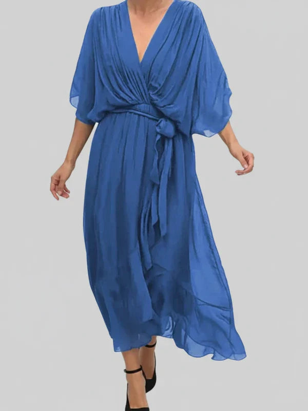 Women's V-Neck Wrap Midi Dress