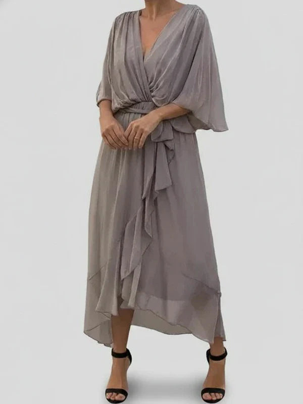 Women's V-Neck Wrap Midi Dress