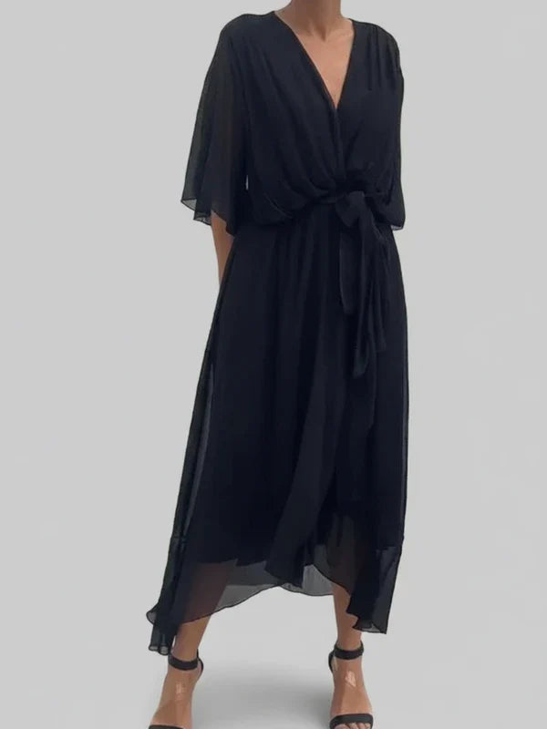 Women's V-Neck Wrap Midi Dress