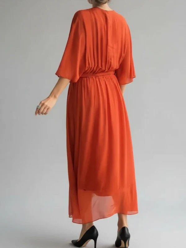 Women's V-Neck Wrap Midi Dress