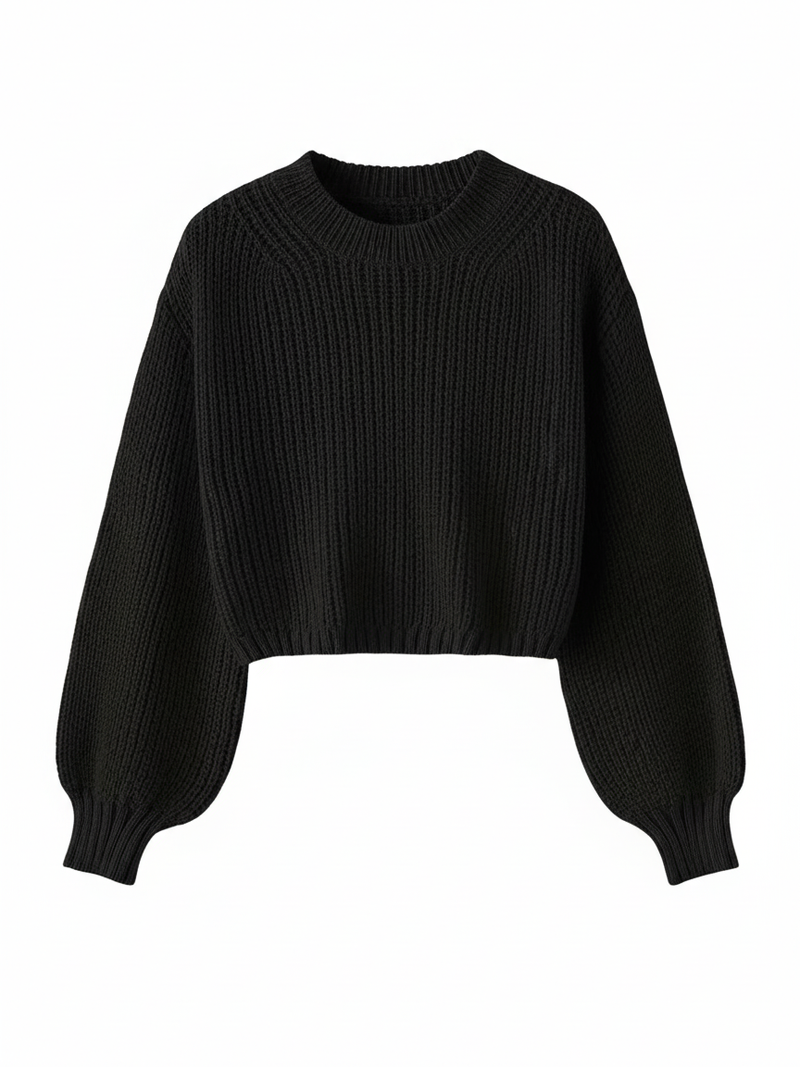 Cropped Crew Neck Sweater for Women