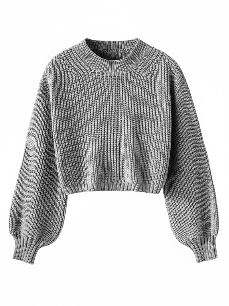 Cropped Crew Neck Sweater for Women