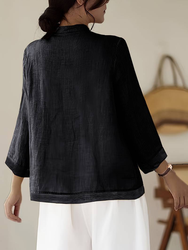 Abigail | Women's Frog Button Mandarin Collar Blouse