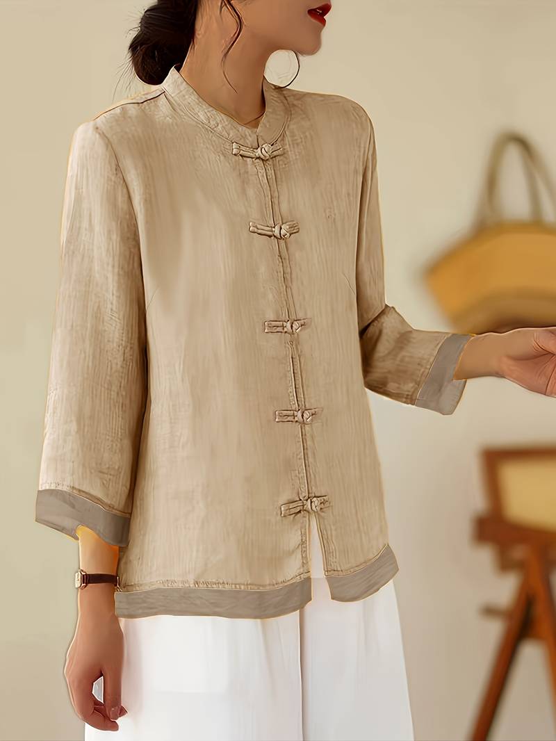 Abigail | Women's Frog Button Mandarin Collar Blouse