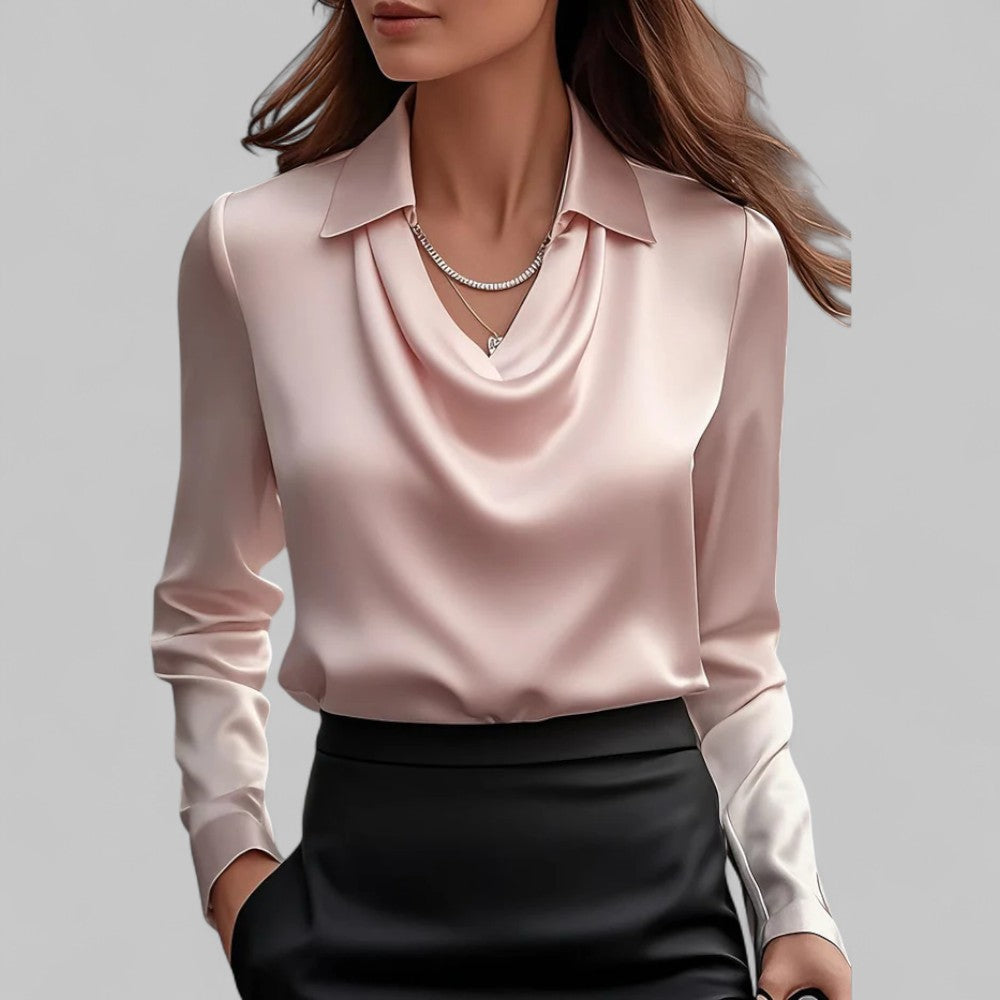 Adeline | Women's Long Sleeve Draped Neck Blouse