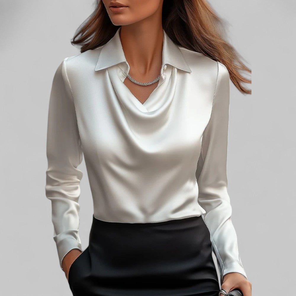 Adeline | Women's Long Sleeve Draped Neck Blouse